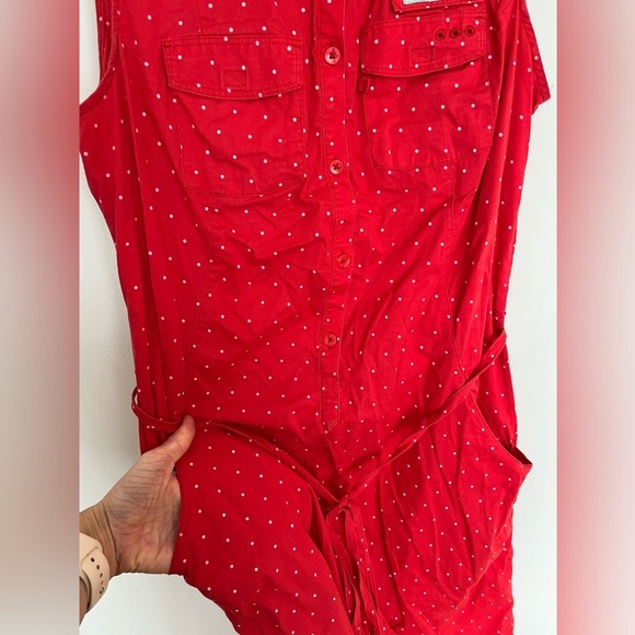 Columbia Red polka dots PFG Sleeveless Dress size medium - Picture 3 of 7